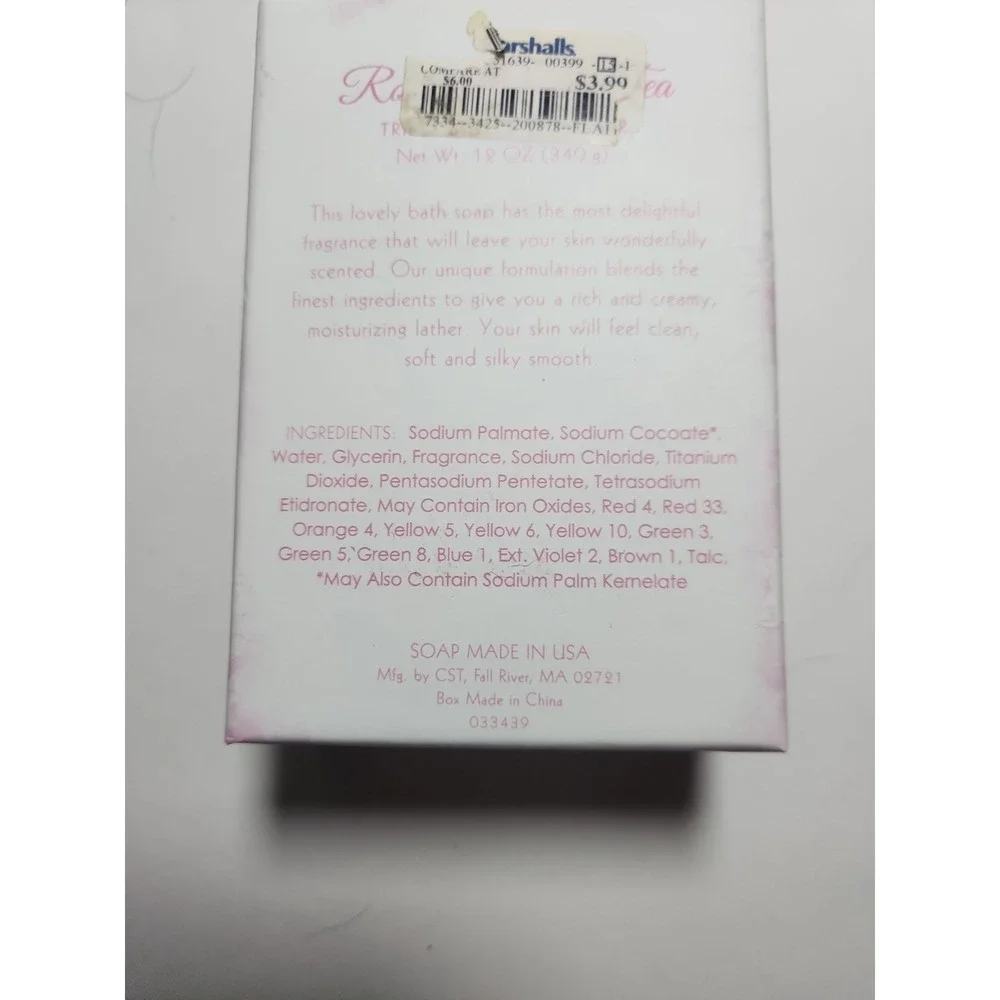 Rose & Green Tea Triple Milled Bath Bar Soap 12 oz